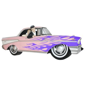 Wanddeko Chevy Rosa mit lila Flammen und Elvis verkleinert
