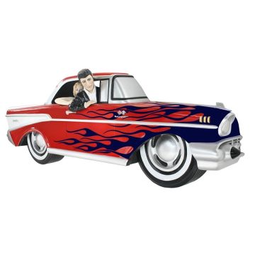 Wanddeko Chevy Rot mit blauen Flammen und Elvis verkleinert