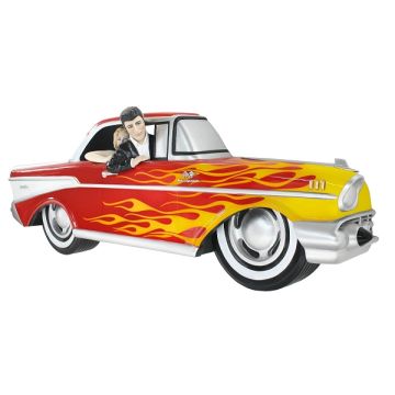 Wanddeko Chevy Rot mit gelben Flammen und Elvis verkleinert