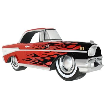 Wanddeko Chevy Rot mit schwarzen Flammen verkleinert