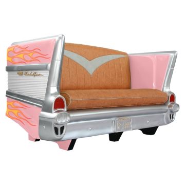 Sofa Chevy Rosa mit orange roten Flammen lebensgroß
