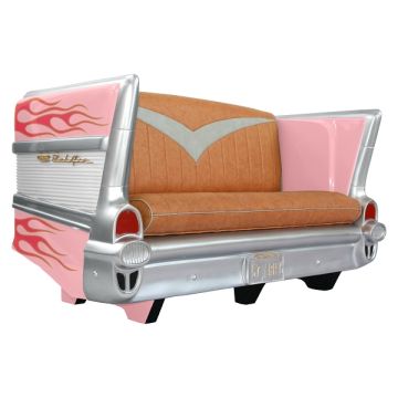 Sofa Chevy Rosa mit pink goldenen Flammen lebensgroß