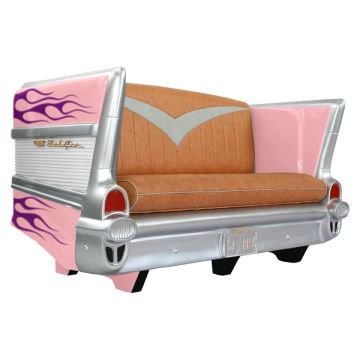 Sofa Chevy Rosa mit lila Flammen lebensgroß