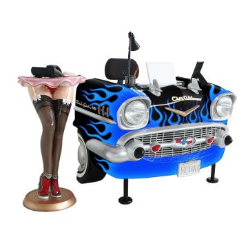 Schreibtisch Chevy Schwarz mit blauen Flammen verkleinert