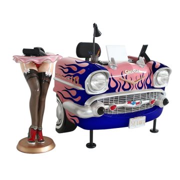 Schreibtisch Chevy Rosa mit blauen Flammen verkleinert