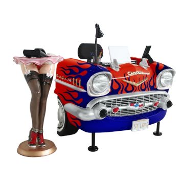 Schreibtisch Chevy Rot mit blauen Flammen verkleinert