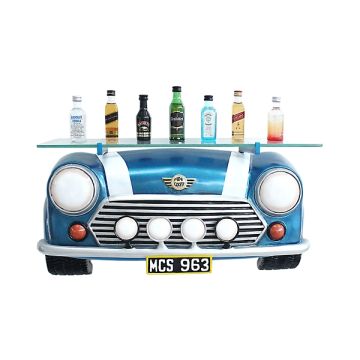 Wandregal Mini Cooper Blau mit Glasplatte verkleinert