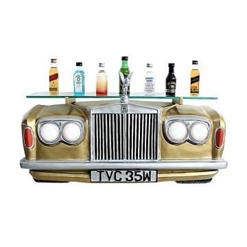 Wandregal Rolls Royce Gold mit Glasplatte verkleinert
