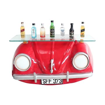 Wandregal VW Rot mit Glasplatte verkleinert