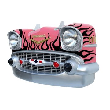 Wanddeko Chevy Rosa Front mit schwarzen Flammen verkleinert