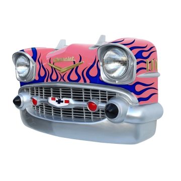 Wanddeko Chevy Rosa Front mit blauen Flammen verkleinert