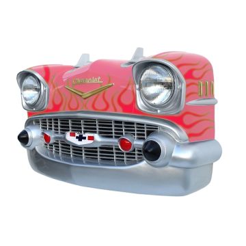 Wanddeko Chevy Rosa Front mit roten Flammen verkleinert