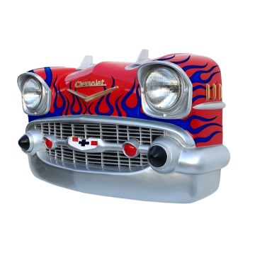 Wanddeko Chevy Rot Front mit blauen Flammen verkleinert