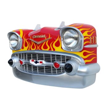Wanddeko Chevy Rot Front mit orangenen Flammen verkleinert