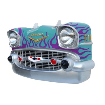 Wanddeko Chevy Hellblau Front mit lila Flammen verkleinert