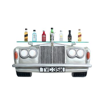 Wandregal Rolls Royce Silber mit Glasplatte verkleinert