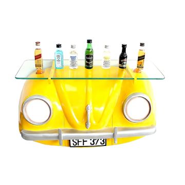 Wandregal VW Gelb mit Glasplatte verkleinert