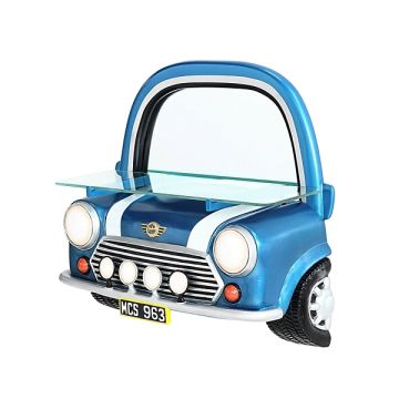 Spiegel Mini Cooper Blau mit Regal verkleinert