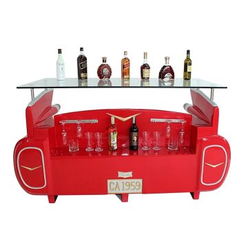 Bar Cadillac Rot mit Kofferraumschrank lebensgroß