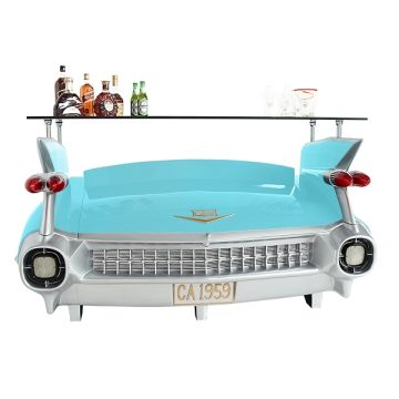 Bar Cadillac Hellblau mit Kofferraumschrank lebensgroß