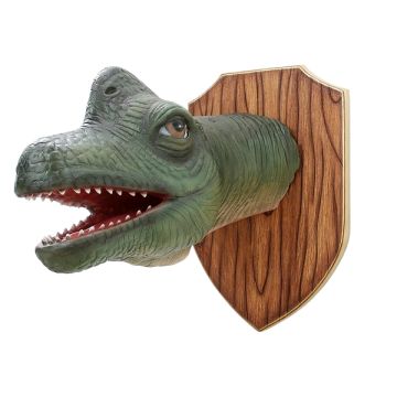 Dinosaurier Brachiosauruskopf auf Holz lebensgroß