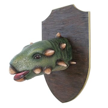 Dinosaurier Gastoniakopf auf Holz lebensgroß