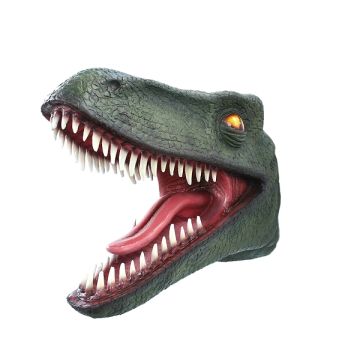 Dinosaurier Raptorkopf grün lebensgroß