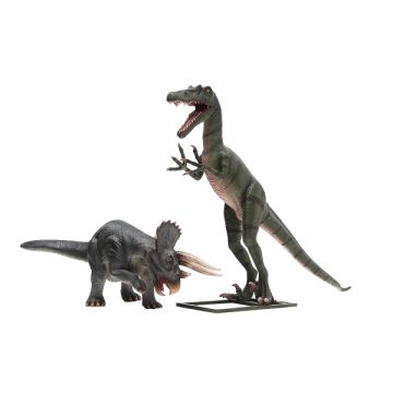 Dinosaurier Triceratops und Tyrannosaurus lebensgroß