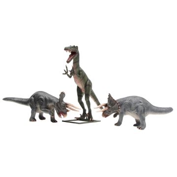 Dinosaurier Tyrannosaurus und Triceratops lebensgroß