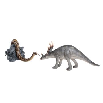 Dinosaurier Baby Triceratops und Anakonda lebensgroß