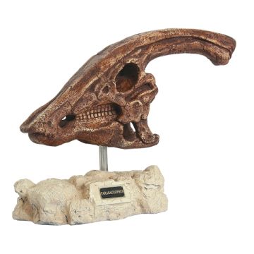 Dinosaurier Parasaulophus auf Stein lebensgroß
