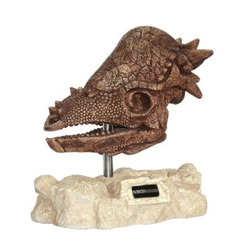Dinosaurier Pachycephalosaurus auf Stein lebensgroß