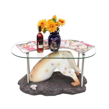 Hund buddelnd Tisch mit Glasplatte lebensgroß