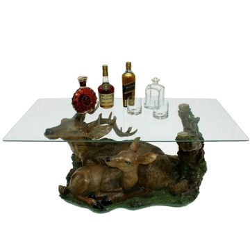Rentier Tisch mit Glasplatte verkleinert
