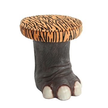 Elefantenbein Hocker mit Tigerpolster lebensgroß