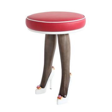 Weiße Highheels Hocker lebensgroß