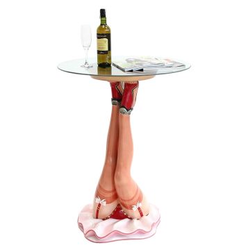 Umgekehrte Sexy Frauenbeine Tisch mit Glasplatte lebensgroß