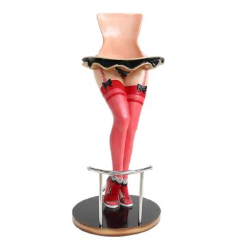 Sexy Frauenbeine mit roten Strümpfen Barhocker lebensgroß