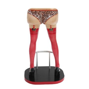 Sexy Frauenbeine Rot mit Leoparden Unterwäsche Barhocker lebensgroß