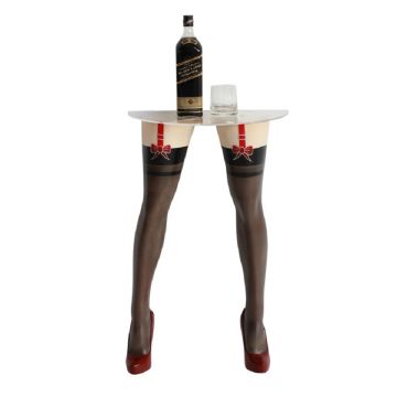 Sexy Frauenbeine mit schwarzen Strümpfen für Wandtisch lebensgroß
