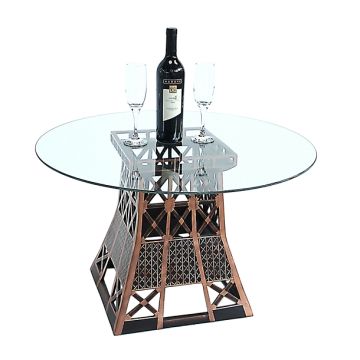 Eiffelturmstück Tisch mit Glasplatte verkleinert