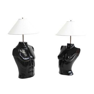 Lampe Oberkörper Weiblich und Männlich schwarz lebensgroß
