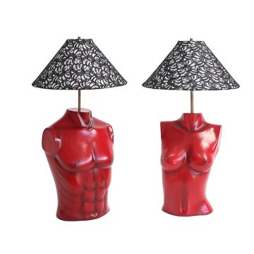 Lampe Oberkörper Weiblich und Männlich rot lebensgroß