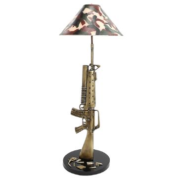 Waffe M16 Gold Lampe mit Camouflage Lampenschirm lebensgroß