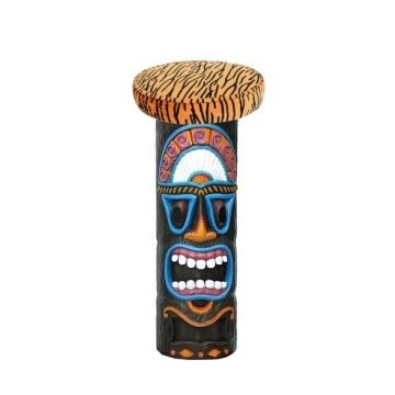 Tiki Maske Barhocker mit Tigerpolster 2 lebensgroß