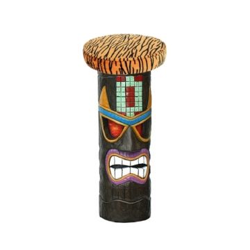Tiki Maske Barhocker mit Tigerpolster 3 lebensgroß