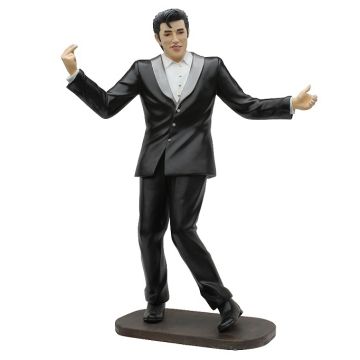 Elvis im schwarzen Anzug lebensgroß