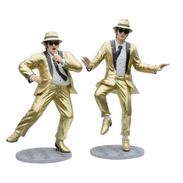 Blues Brothers in goldenen Anzügen lebensgroß