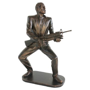 Gangster Al Pacino Scarface mit Waffe Bronze lebensgroß