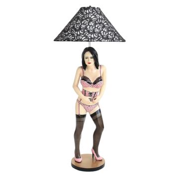 Unterwäschemodel Lampe mit schwarzem Lampenschirm verkleinert